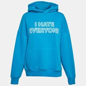 Rumor Blue "i Hate Everyone" Intarsia Cotton Knit Hoodie S